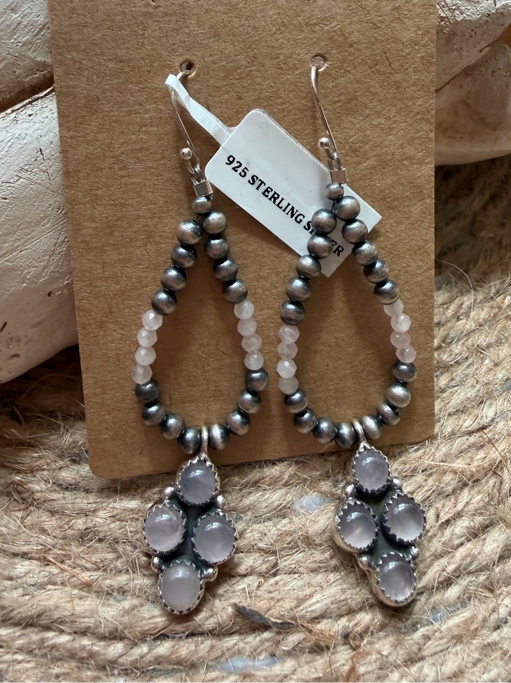 Pink Moonstone Italian Sterling Sliver Pearls
